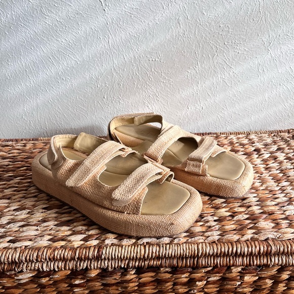 Loeffler Randall Blaise natural raffia platform dad sandal 9.5 adjustable - Picture 12 of 12